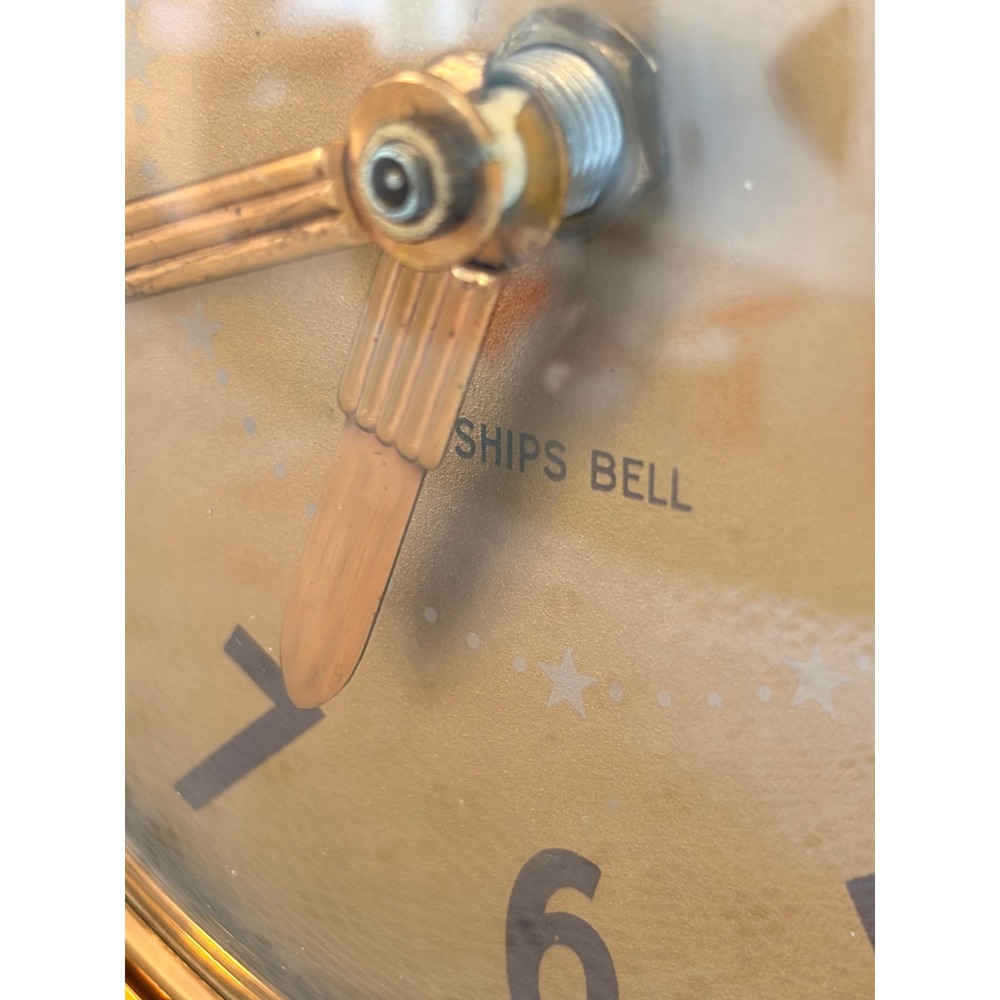 Vintage Telechron Ships Bell Wood Mantel Clock Nautical Ship Wheel - Picture 4 of 8